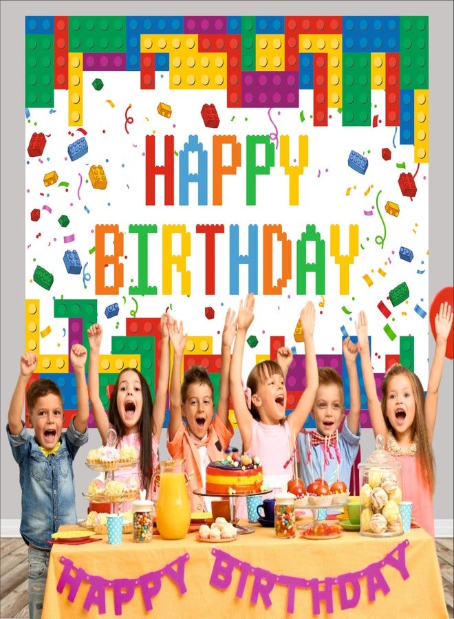 Party Baazaar Building Block Birthday Backdrop 4x3 Ft | Backdrops for Decoration | Birthday Decoration Backdrop | Banner for Kids Theme Party - Image 5